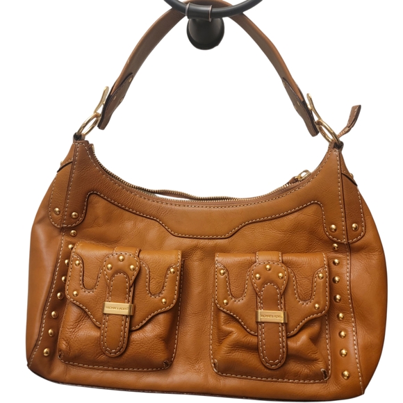 Michael Kors Handbags - Michael Kors Tan Leather Shoulder Bag with Gold Accents